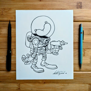 Wurstronaut Original Ink Illustration